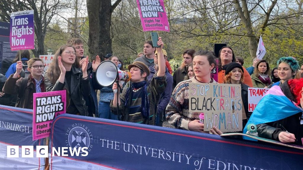 Protestors outside Edinburgh University