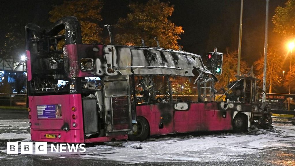 Newtownabbey: Bus hijacked and set on fire by gang