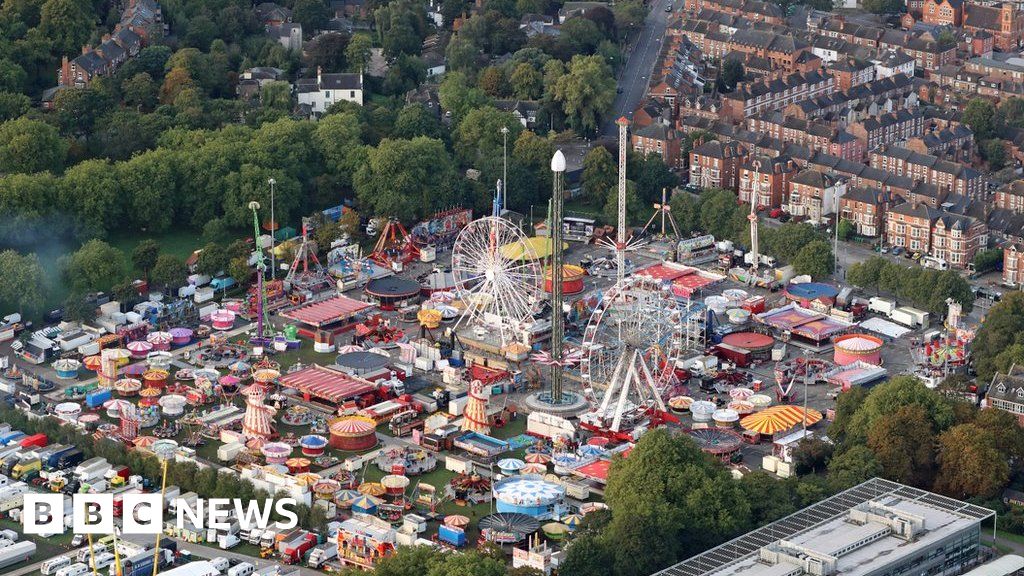 Nottingham Goose Fair captured during 'epic' hot air balloon flights ...