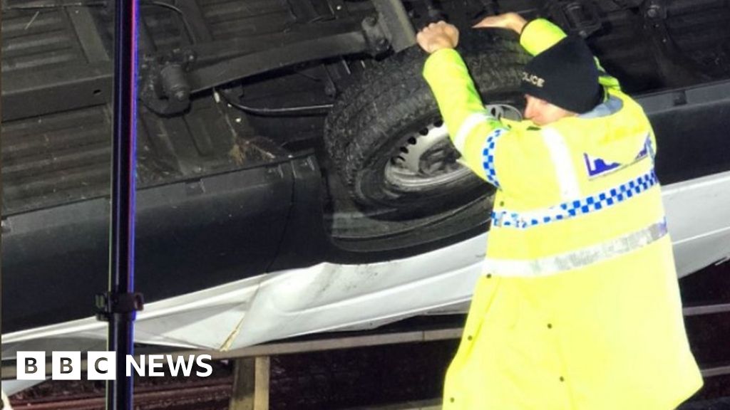 Motorway PC stops van from falling off bridge