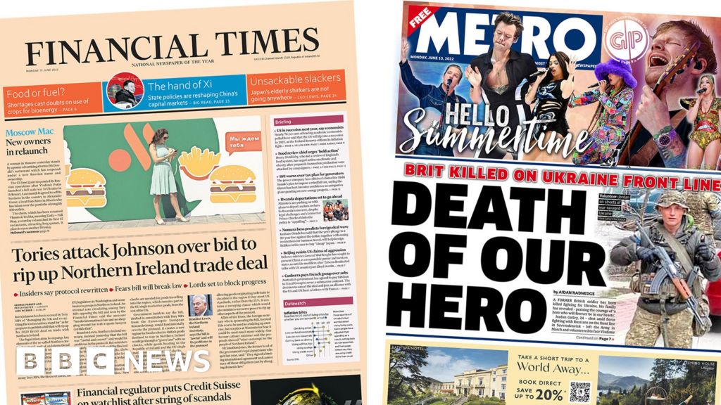 Newspaper headlines: PM warned over NI plans and death of Ukraine hero