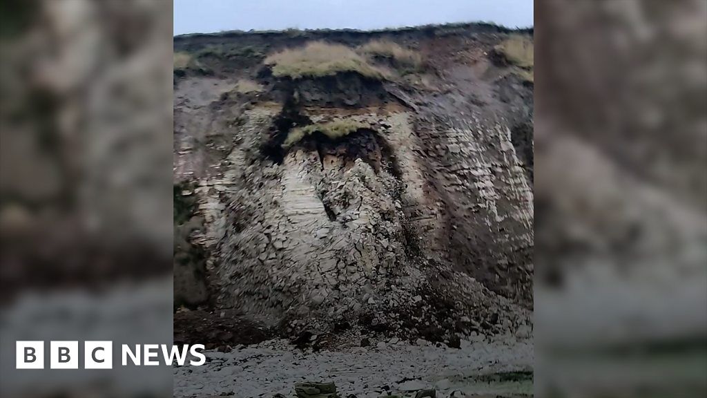 East Yorkshire: Dramatic footage shows cliff collapsing 
