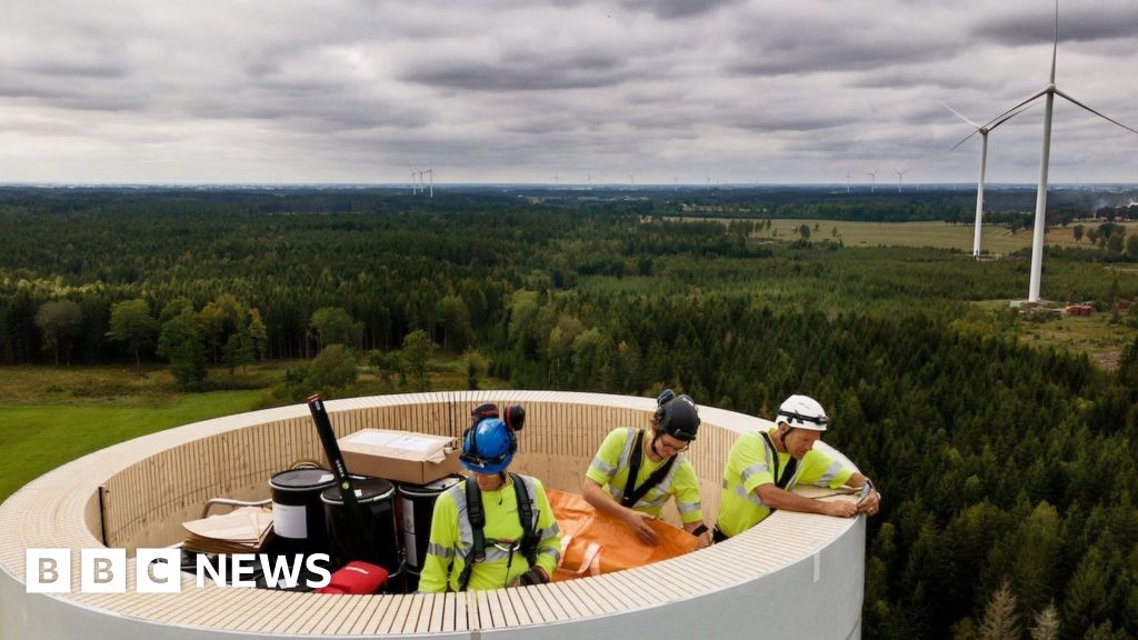 World S Tallest Wooden Wind Turbine Starts Turning BBC News    132110951 Modvion5 23 