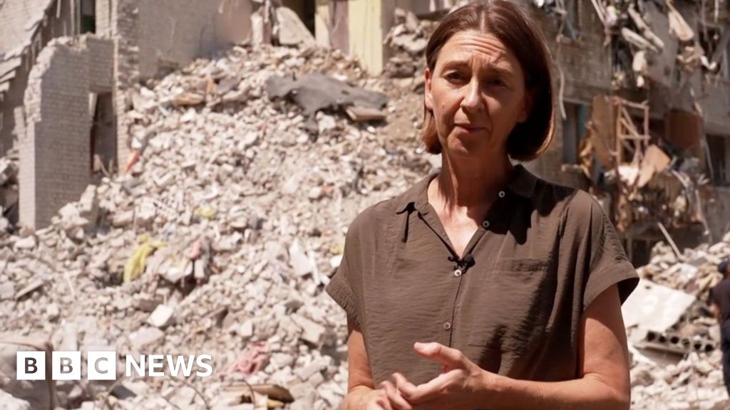 Watch: BBC at site of deadly Russian attack on Kyiv flats