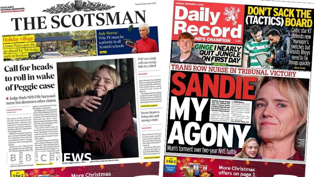 Scotland's papers: Sandie Peggie 'agony' as NHS board 'harassed nurse'