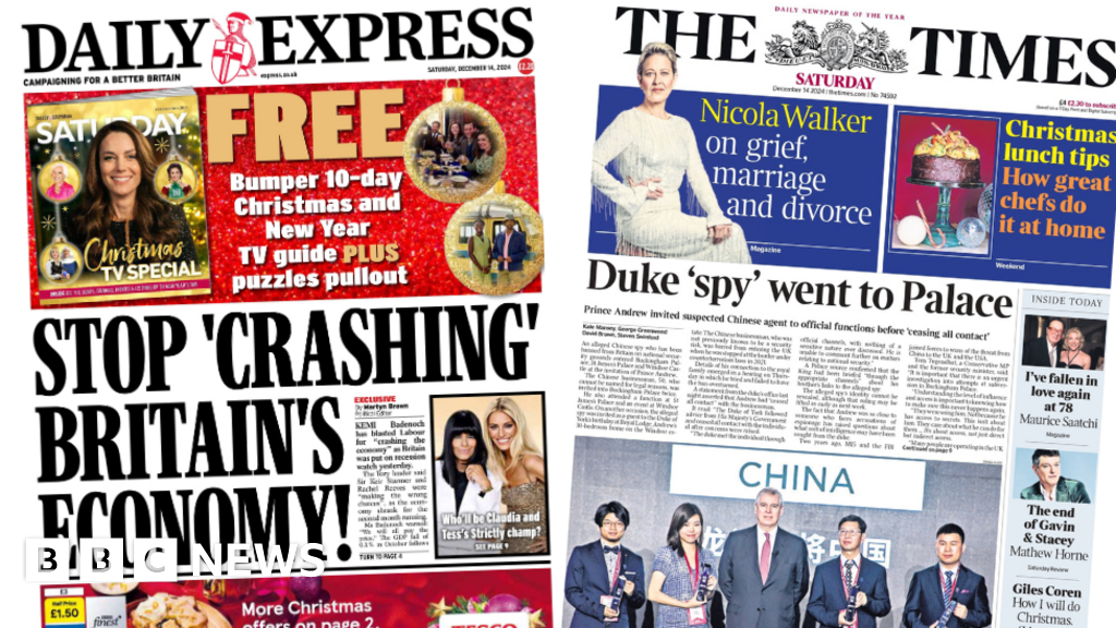 The Papers: 'Economic blow for Reeves' and prince 'invited spy to palace'