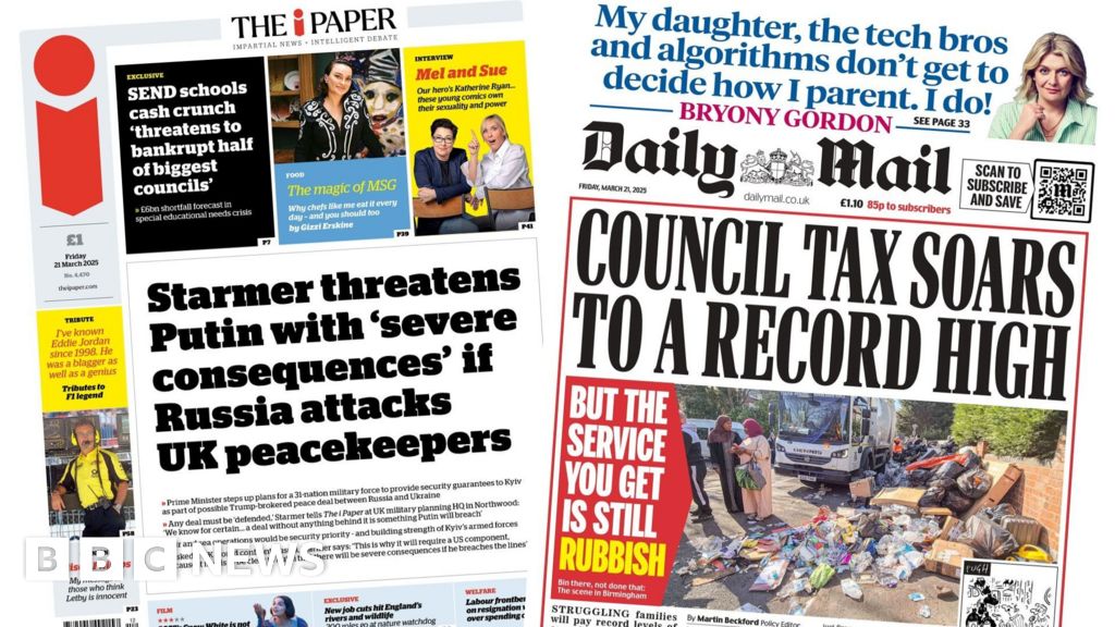 The Papers: Starmer threatens Putin and council tax soars