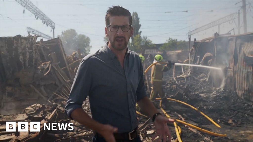 BBC visits smouldering Kyiv market after Russian strikes
