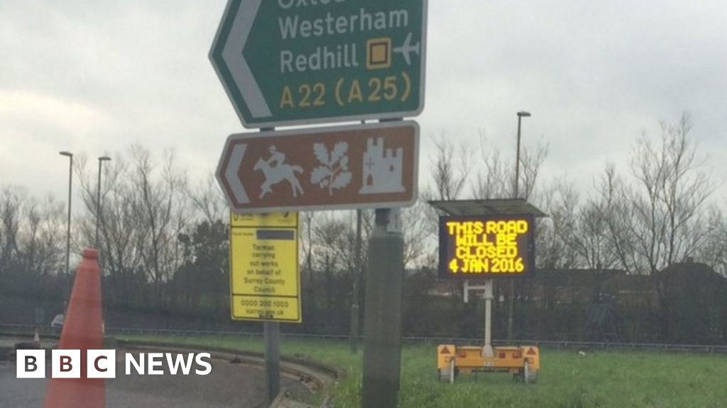 Surrey A22 danger road to stay closed BBC News