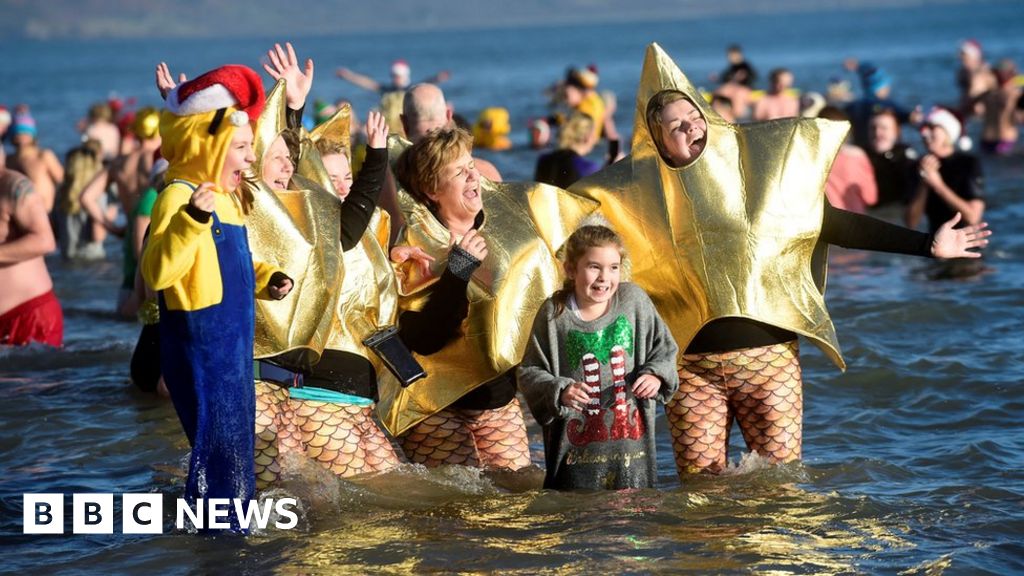Christmas swims Llandudno, Porthcawl, Tenby sea dips
