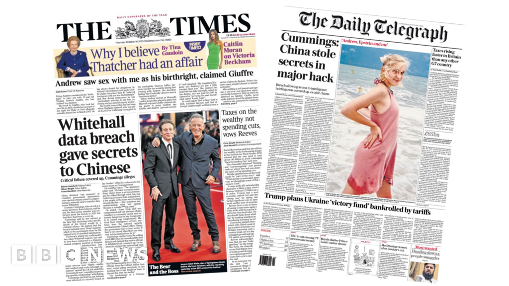 The Papers: 'Chinese stole secrets' and 'Andrew, Epstein and me'