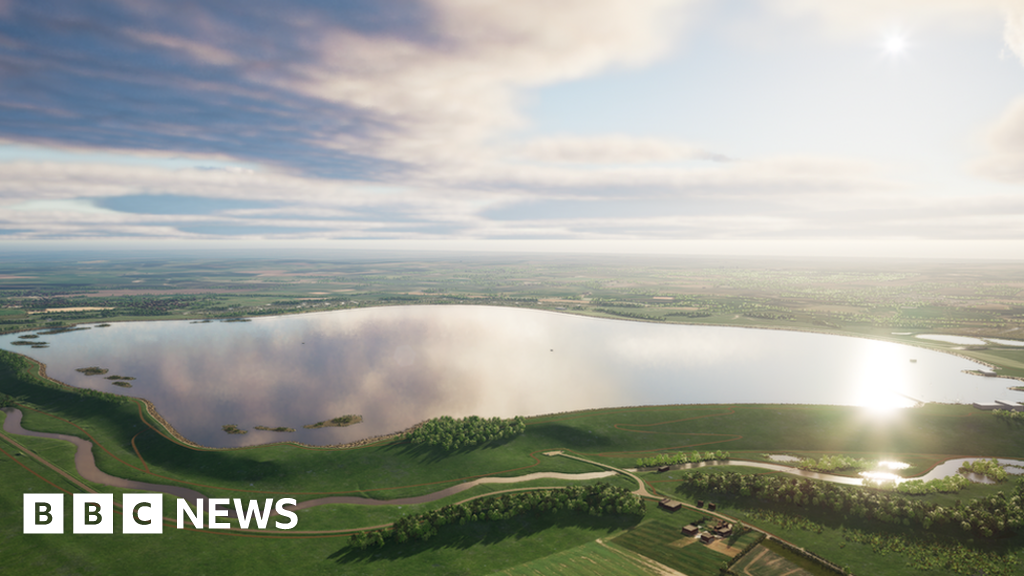 A CGI images of a view of Oxfordshire reservoir SESRO and the surrounding nature