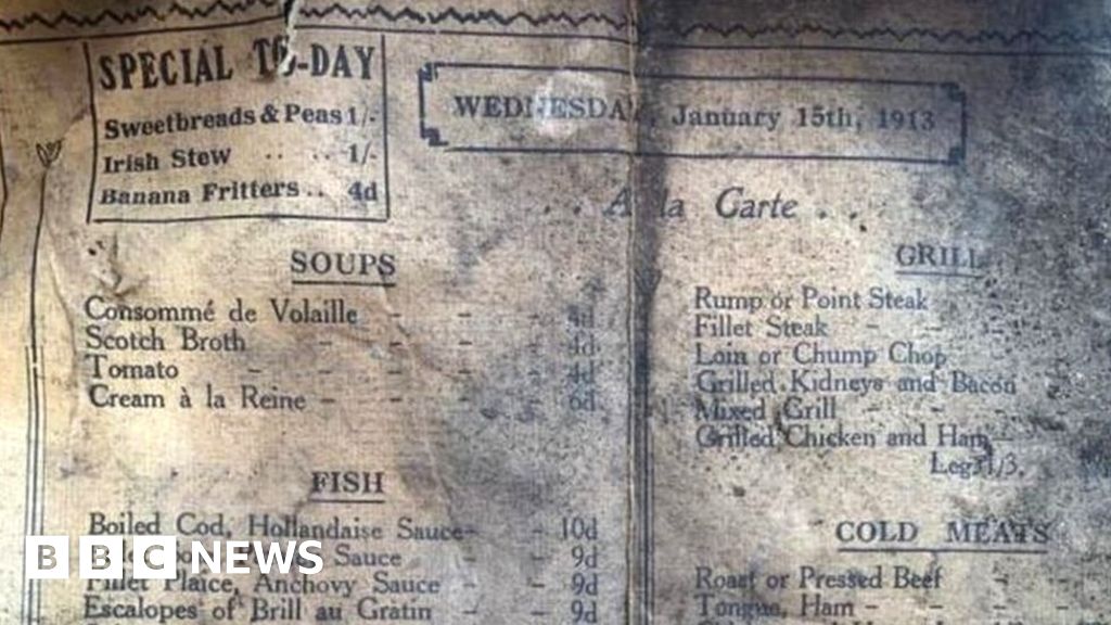 Liverpool cafe finds menu from 1913 during refurb - BBC News