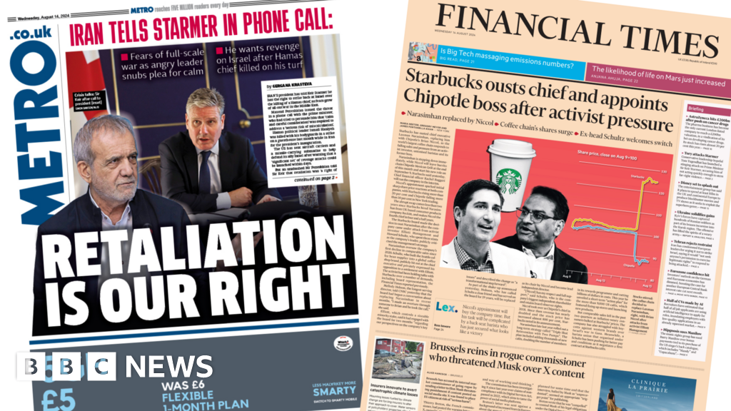 Newspaper headlines: ‘Retaliation is our right’ and Starbucks’ new boss