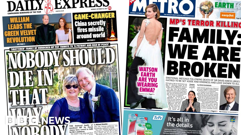 The Papers: Sir David Amess's family 'broken' by MP's killing