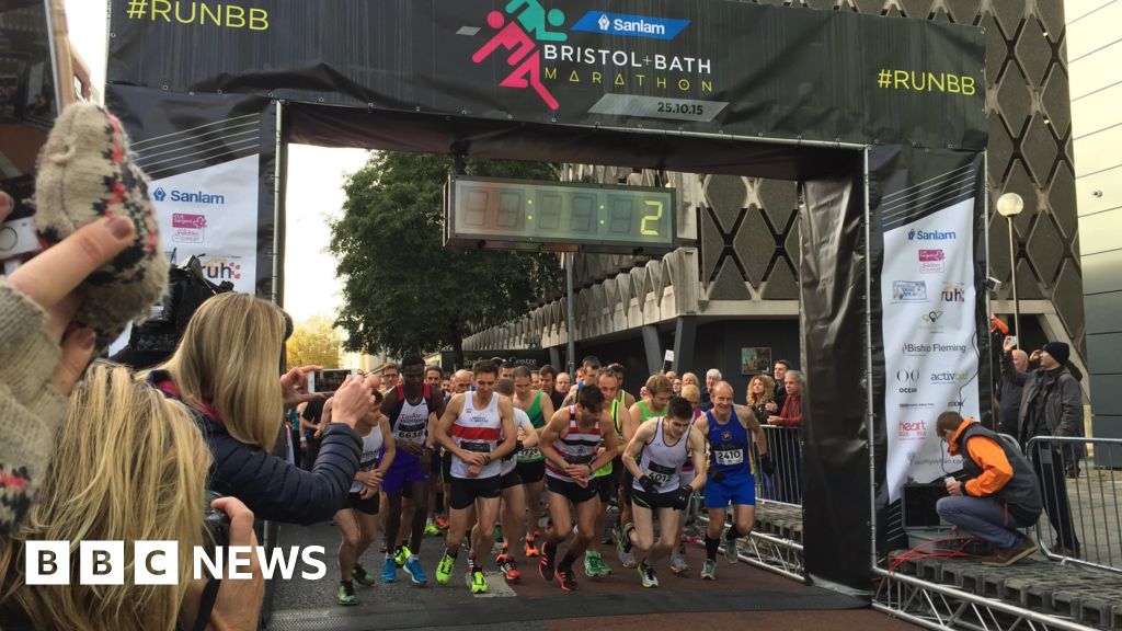 Thousands take part in BristoltoBath marathon BBC News
