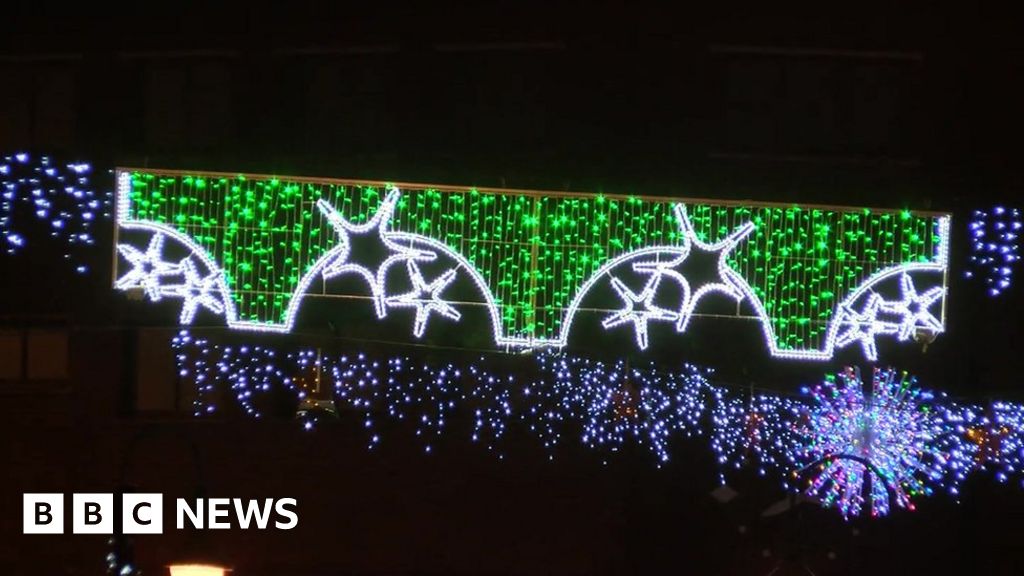 Tiverton Christmas lights Giant pants light up town BBC News