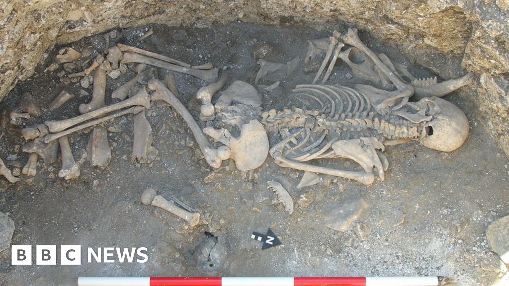 A team from Bournemouth University said bones found in Winterborne Kingston, Dorset, in 2010 revealed the woman in her late 20s was stabbed in the nec
