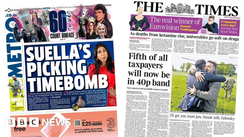Newspaper headlines: ‘Suella’s picking timebomb’ and ‘UK’s drones for Kyiv’