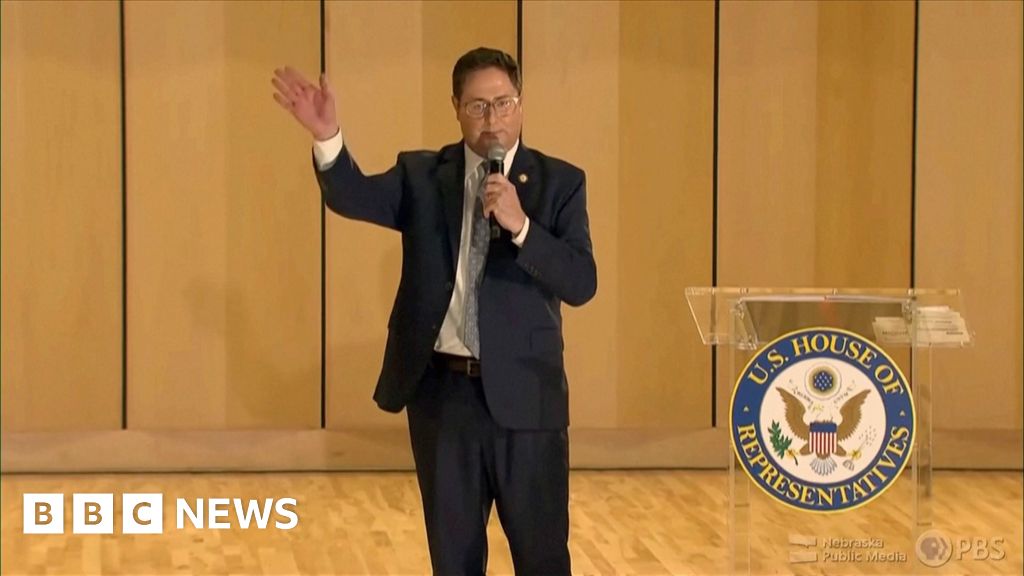 'Vote him out!' - Republican lawmaker Mike Flood heckled by constituents