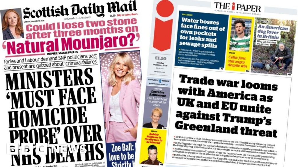 Scotland's papers: NHS water infection deaths and 'trade war looms'