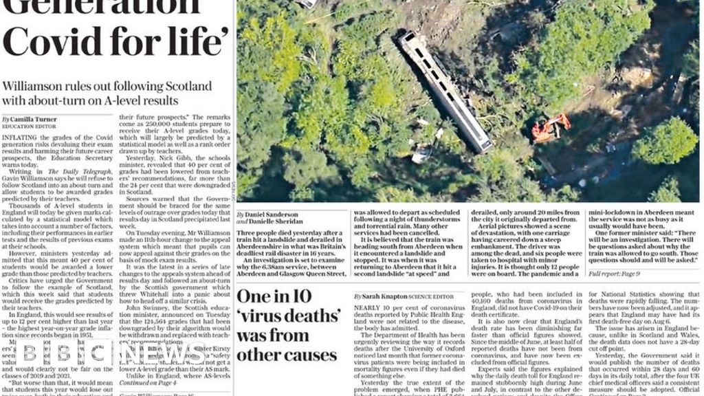 The Papers: Train crash aftermath and likely outcry over exams