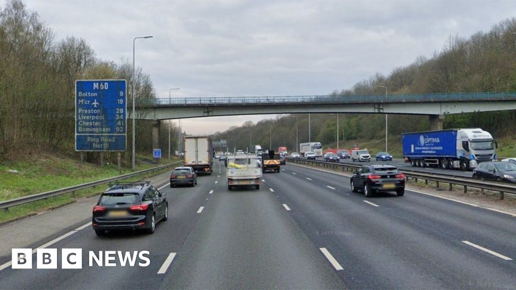 bbc news m60 accident today live southbound northbound near