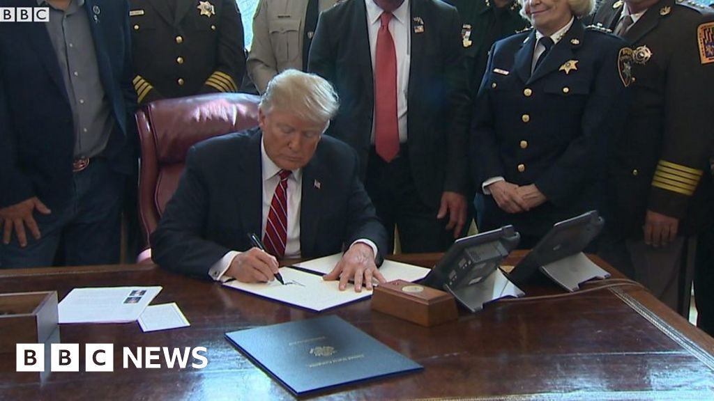 Trump Issues First Veto Of His Presidency Bbc News 