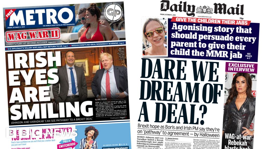 Newspaper Headlines: 'Irish Eyes Are Smiling' After Brexit Talks - BBC News