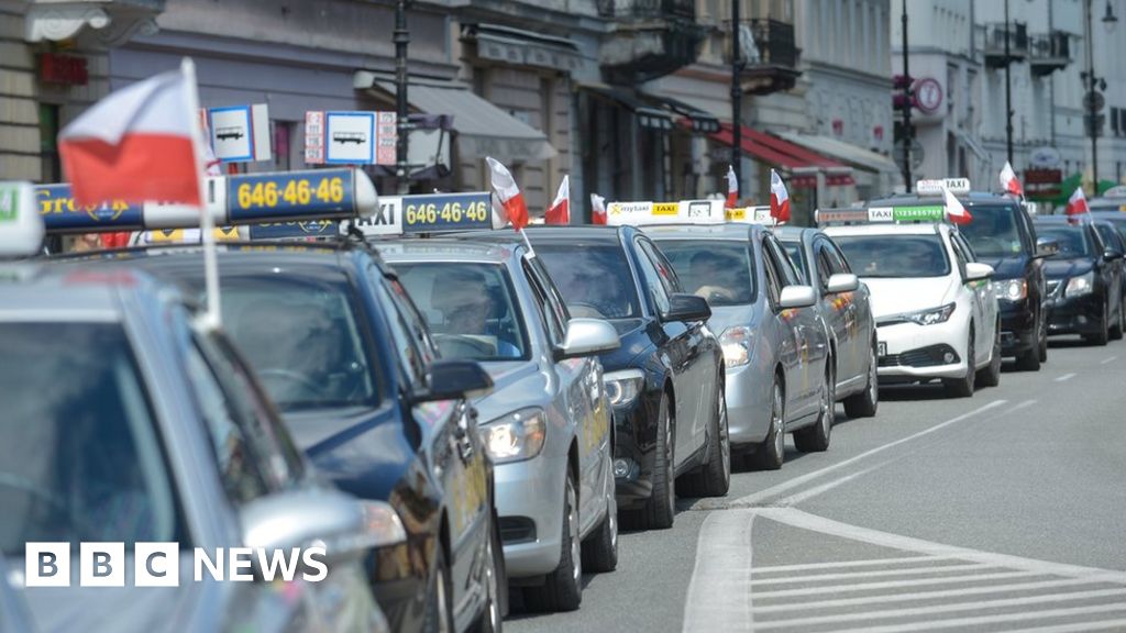 Poland taxis in antiUber protest BBC News