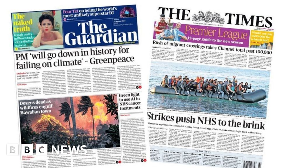 Newspaper Headlines Pm Failing On Climate And Nhs On The Brink