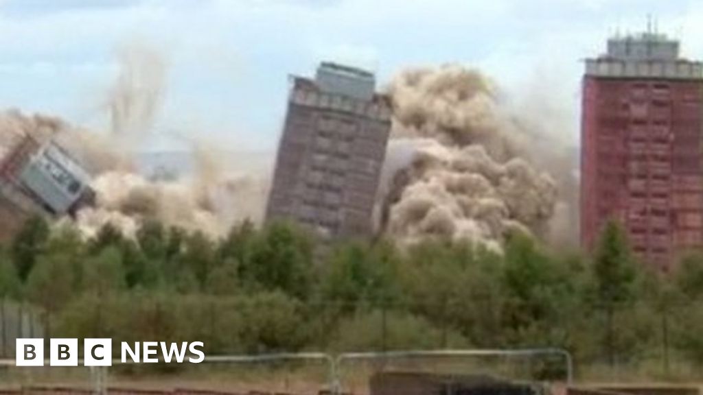 Glasgow tower blocks tumble in controlled explosion BBC News