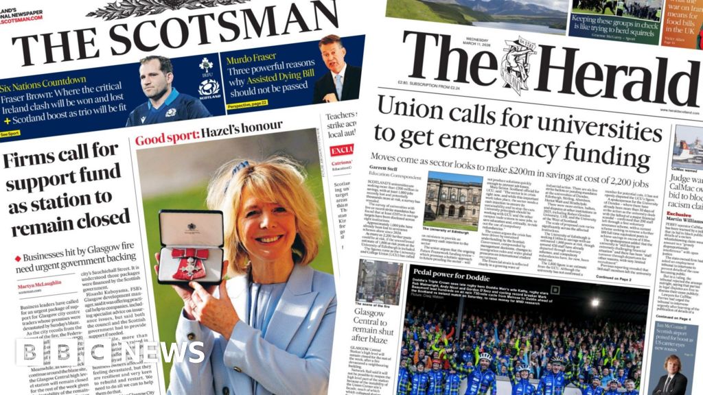 Scotland's papers: Funding calls after fire and university job cuts