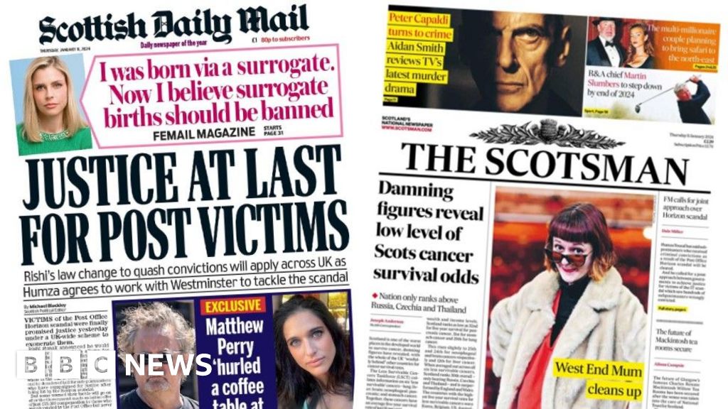 Scotland's papers: Justice for post victims and Scots cancer survival