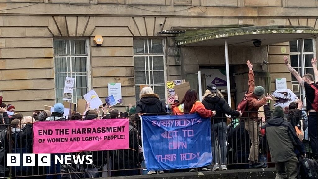 Hundreds join sexual health clinic counter protest BBC News