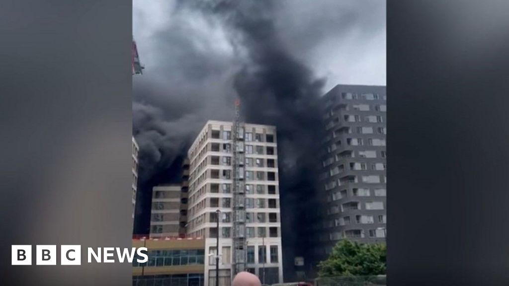 Canning Town: Fire breaks out at construction site