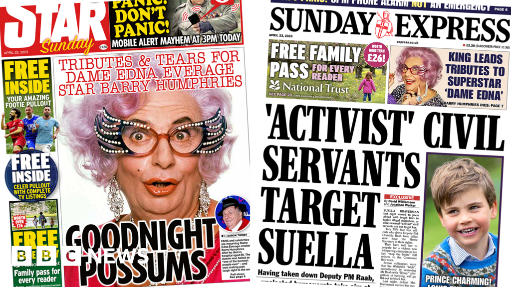 Newspaper headlines: ‘Activists target Suella’ and ‘Goodnight possums’