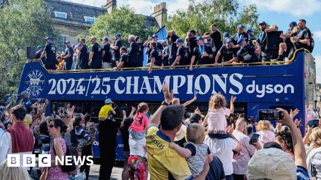 Open-top bus parade for Bath's Premiership winning rugby players