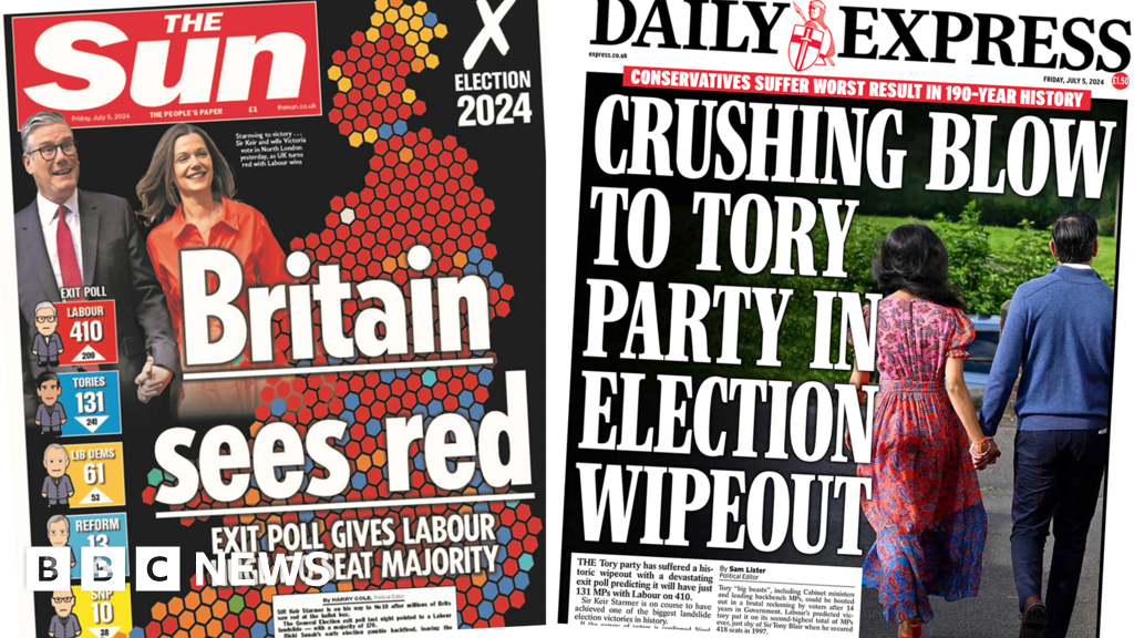 The Papers: 'Britain sees red' and 'Tory Party in election wipeout'