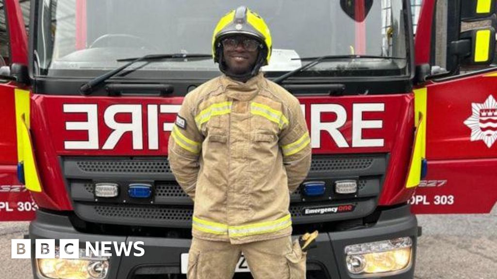 Fireman saves three children on fourth day in job