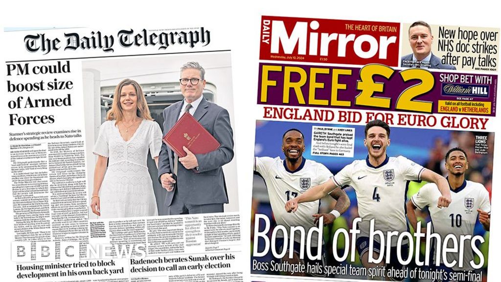 Newspaper headlines: UK defence plan and England bid for Euro glory