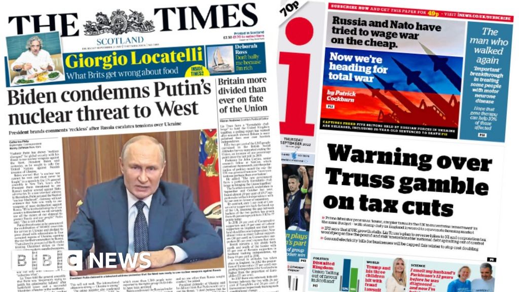 蘇格蘭的報紙。普京的核威脅和特拉斯的稅收 "賭注