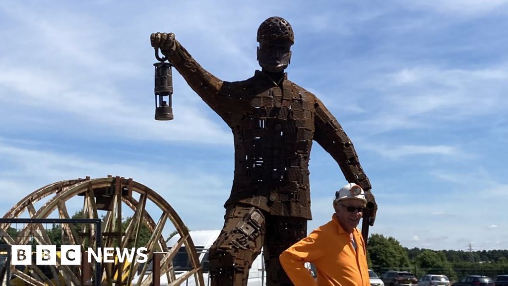 Clipstone Headstocks Memorial to 57 miners unveiled at former colliery BBC News