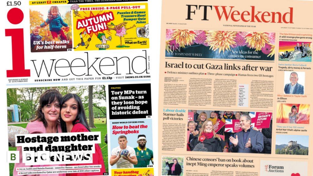 The Papers: Sunak's by-election blues and US hostages freed