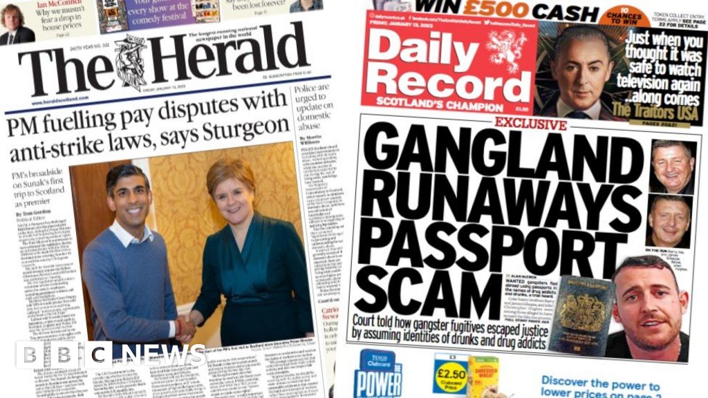 Scotland's papers Antistrike law rift and gangland passport scam