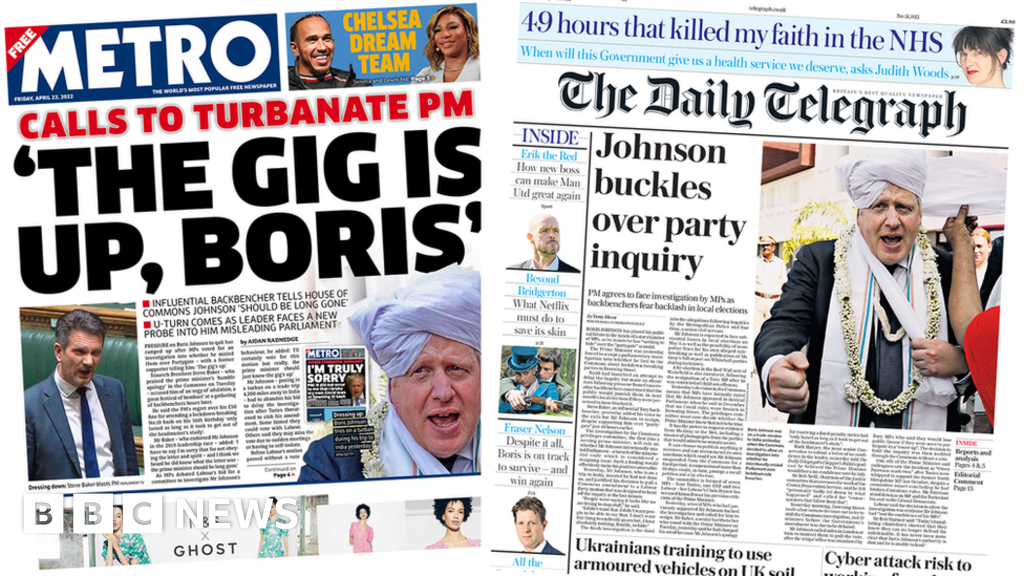 Newspaper headlines: ‘The gig is up, Boris’ and ‘Johnson buckles’