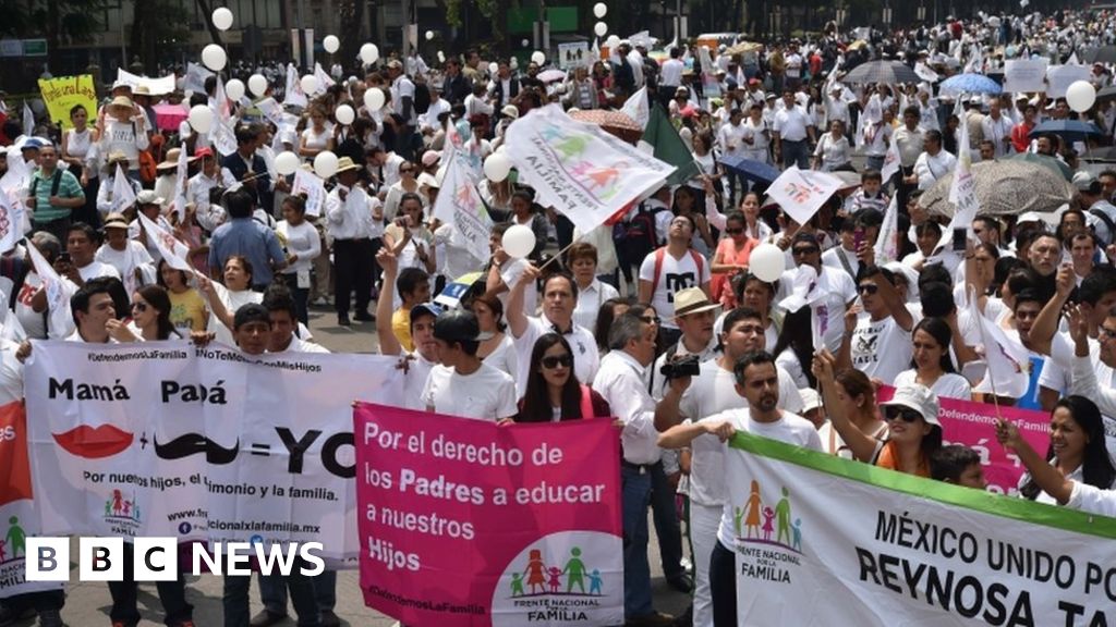 Mexico Thousands Protest Against Same Sex Marriage Proposal Bbc News 