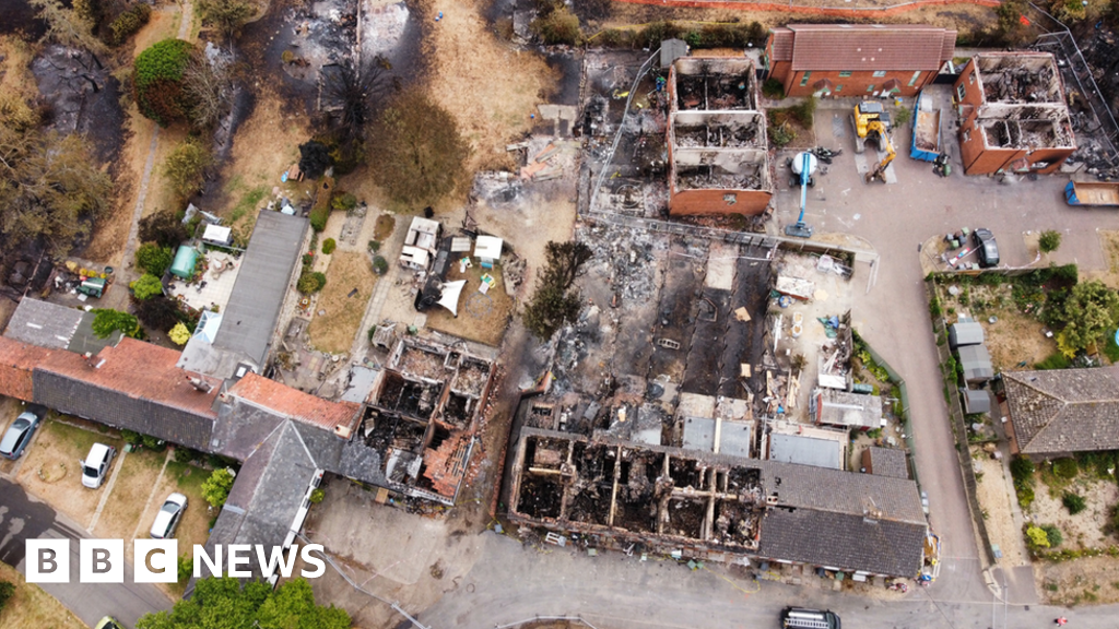 UK heatwave: Ashill homes fire damage captured by drone 