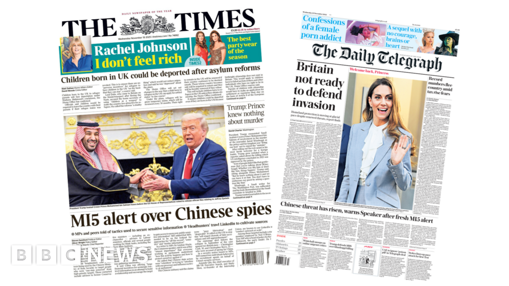 MI5's 'Chinese spies' alert and Trump defends MBS