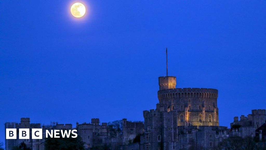 Pink Moon: Europe, lit up by the moon light show